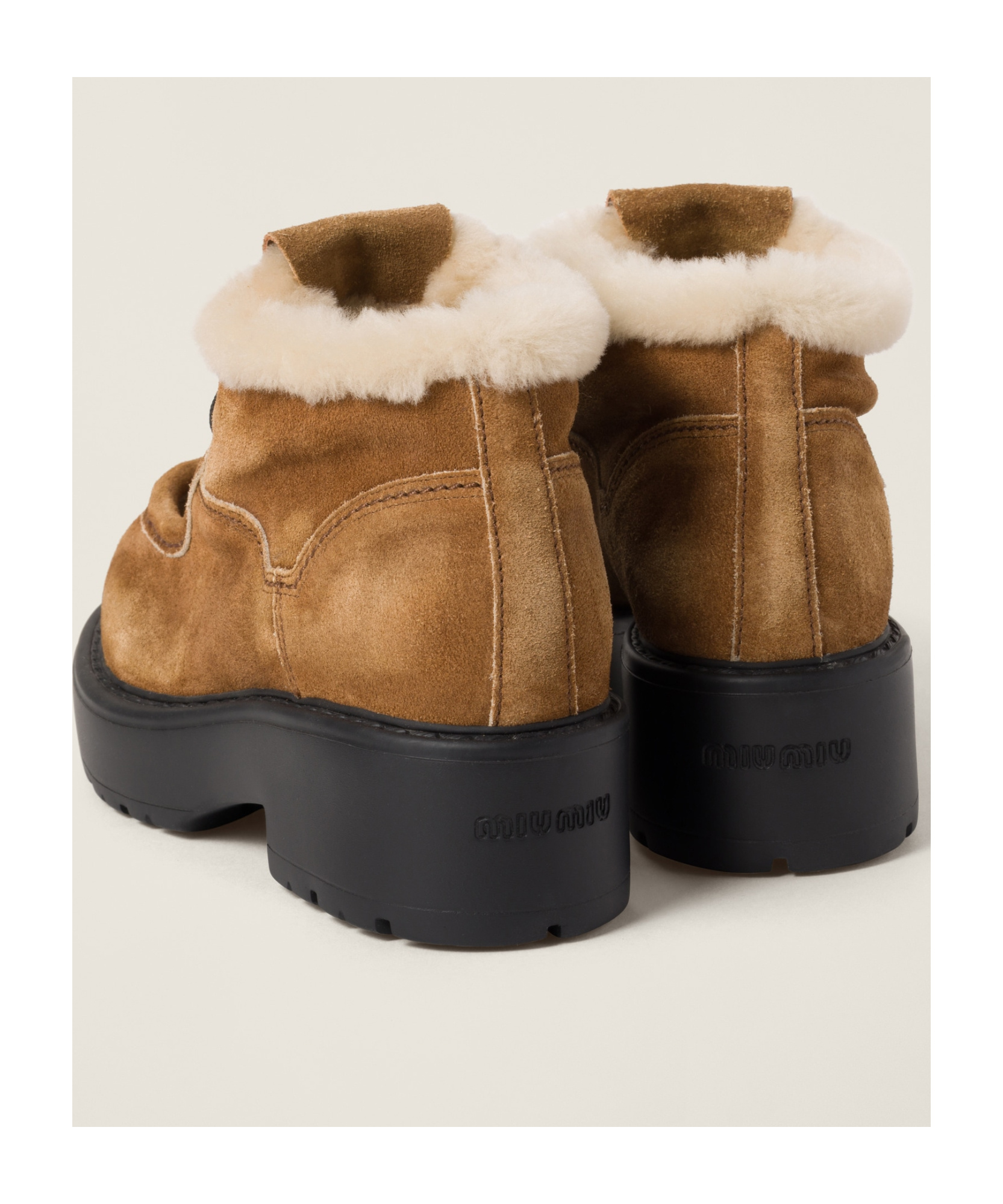 Miu Miu Faded Suede Booties In Brown