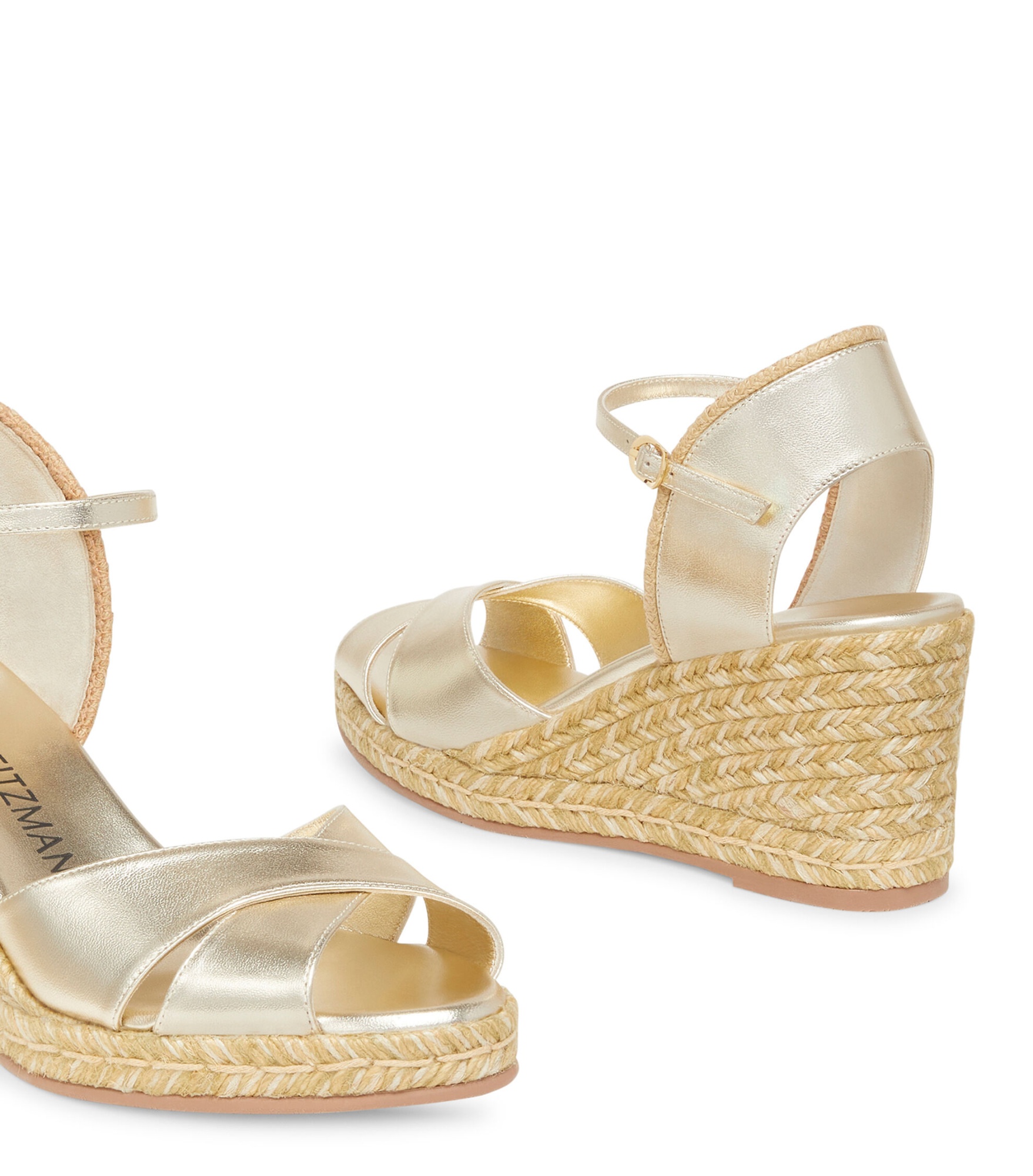 Stuart Weitzman Mirela Crisscross Wedge Espadrille Sandals In Nude
