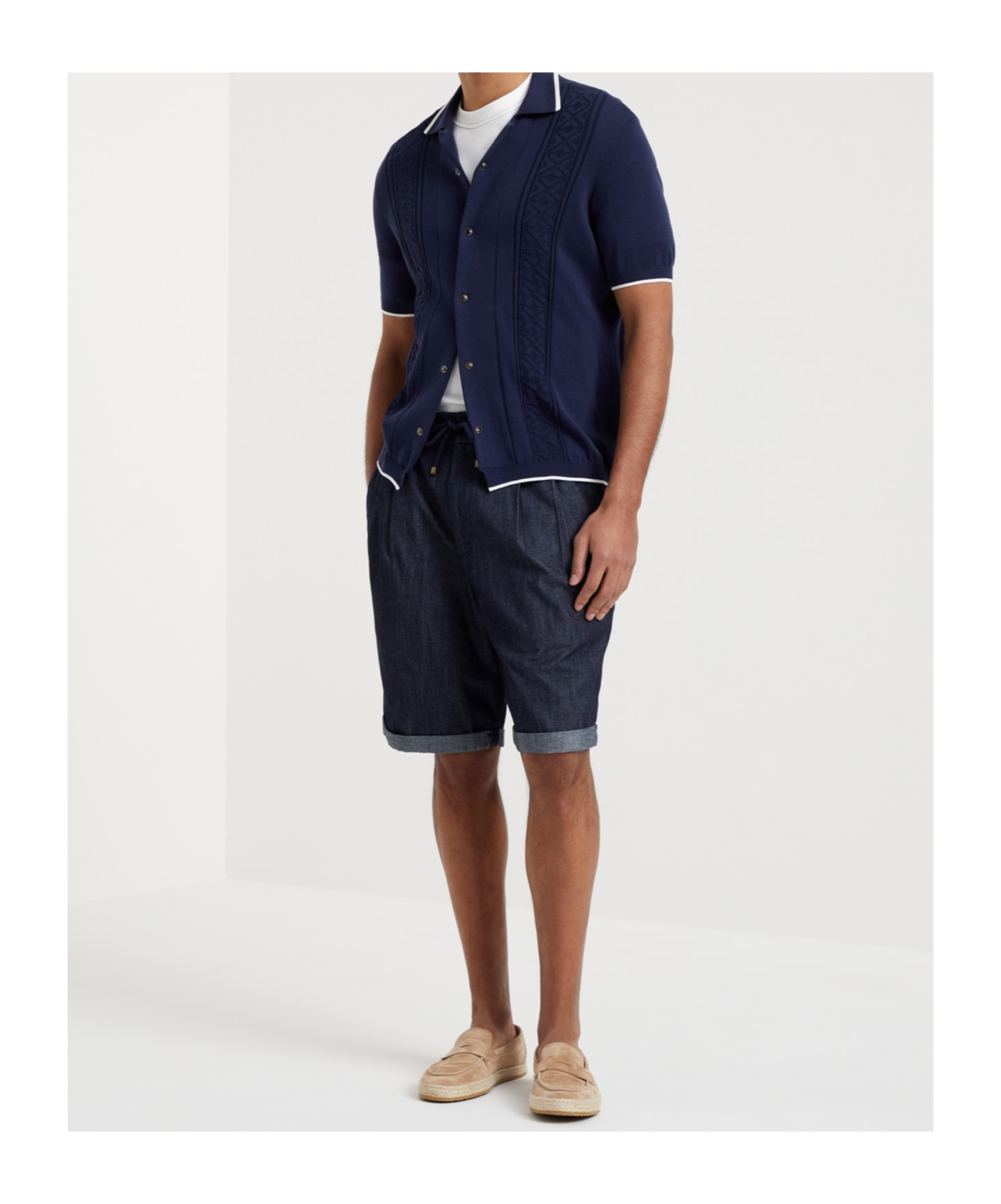 Brunello Cucinelli Drawstring-waist Denim Shorts In Black