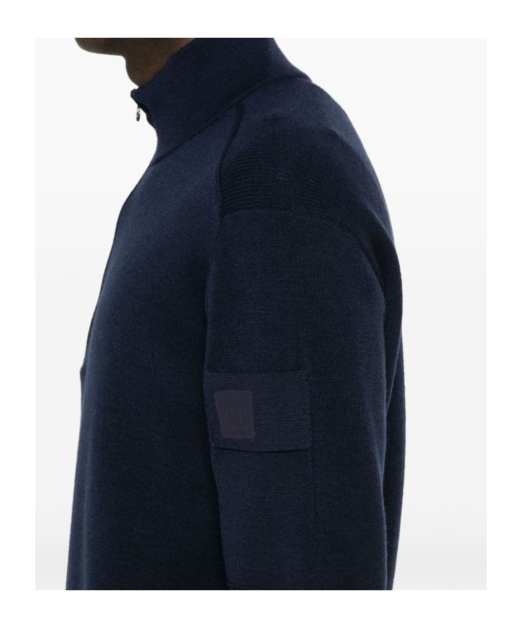 C.p. Company Light Fleece Half Zipped Sweatshirt Total Eclipse Blue In Black