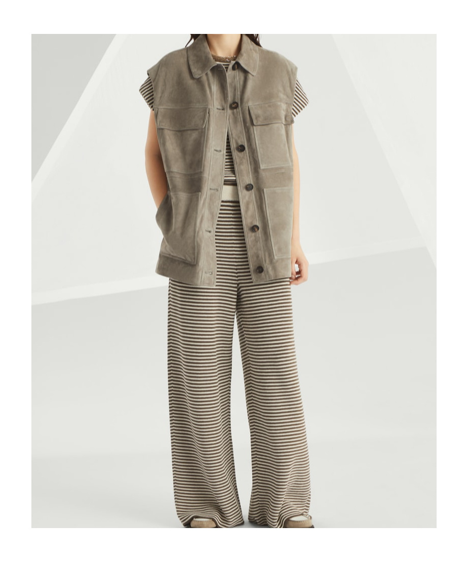 Shop Brunello Cucinelli Suede Vest In Nude