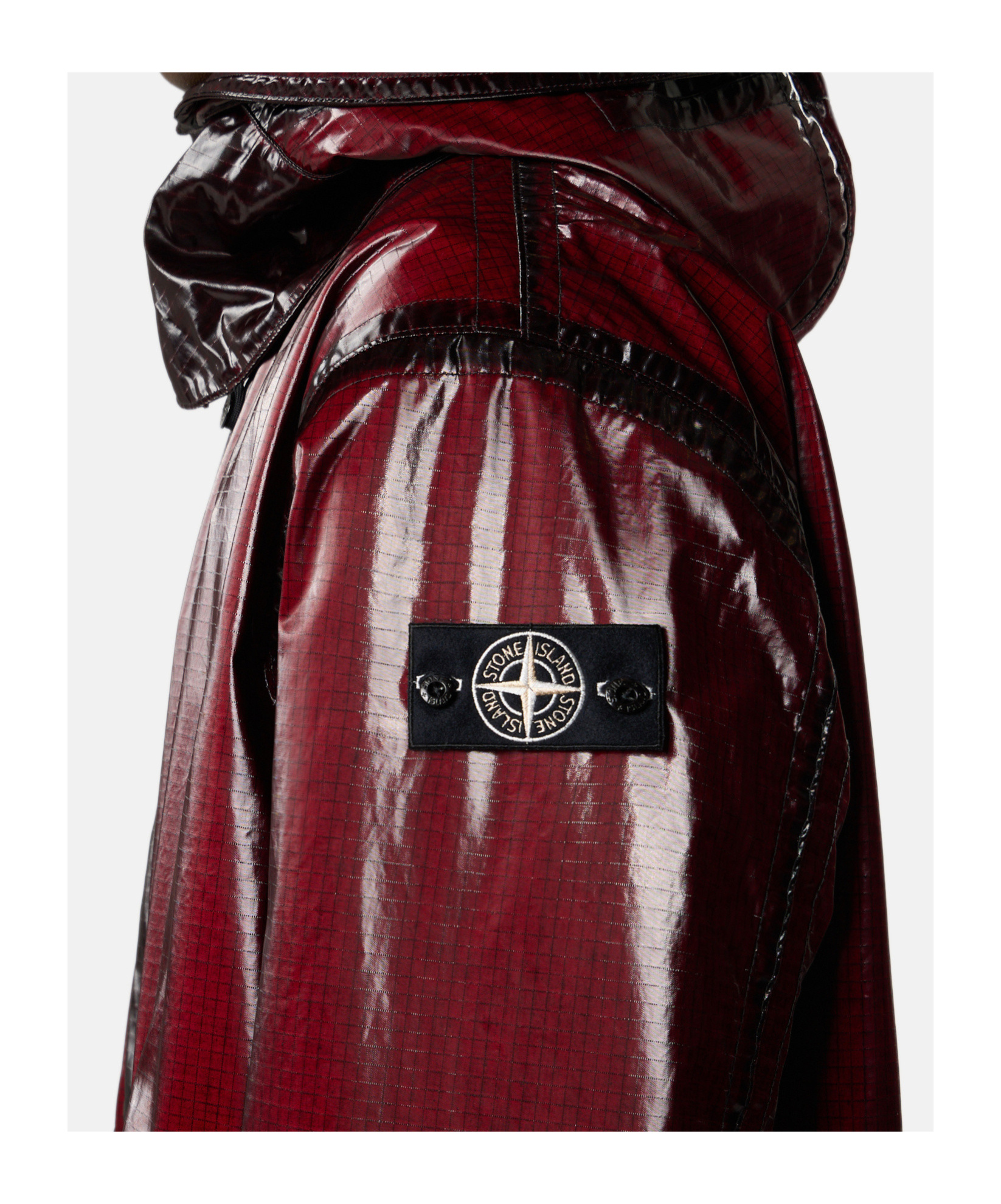 Stone Island Hooded Parka With Prismatic Effect And Padded Lining In Red