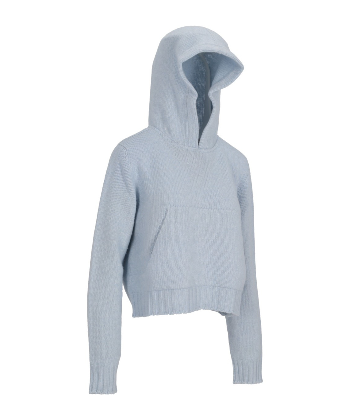 Palm Angels Pouch-pocket Knitted Hoodie In Blue
