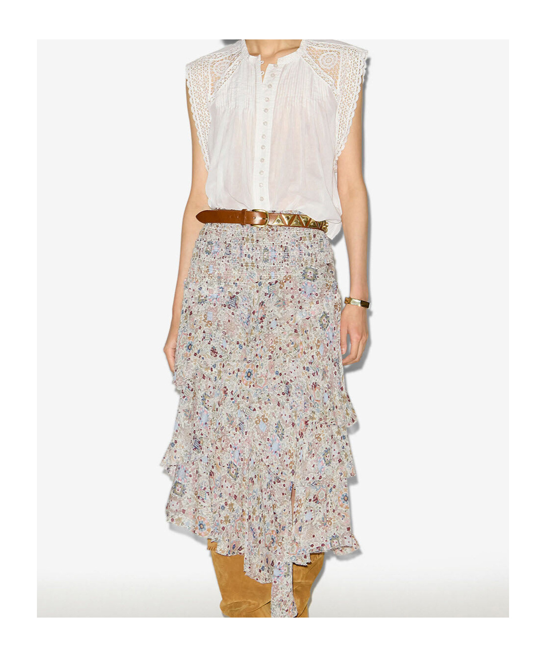 Isabel Marant Étoile Gresia Crochet-trimmed Pintucked Cotton-voile Top In White