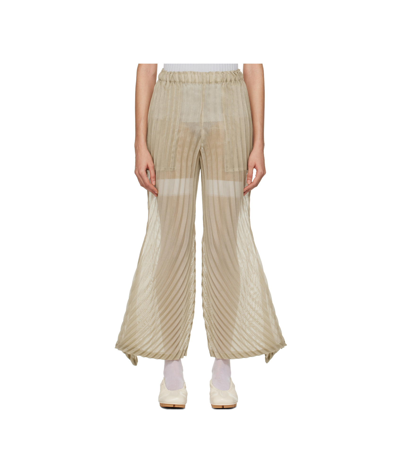 Issey Miyake Beige Wander Trousers In Nude