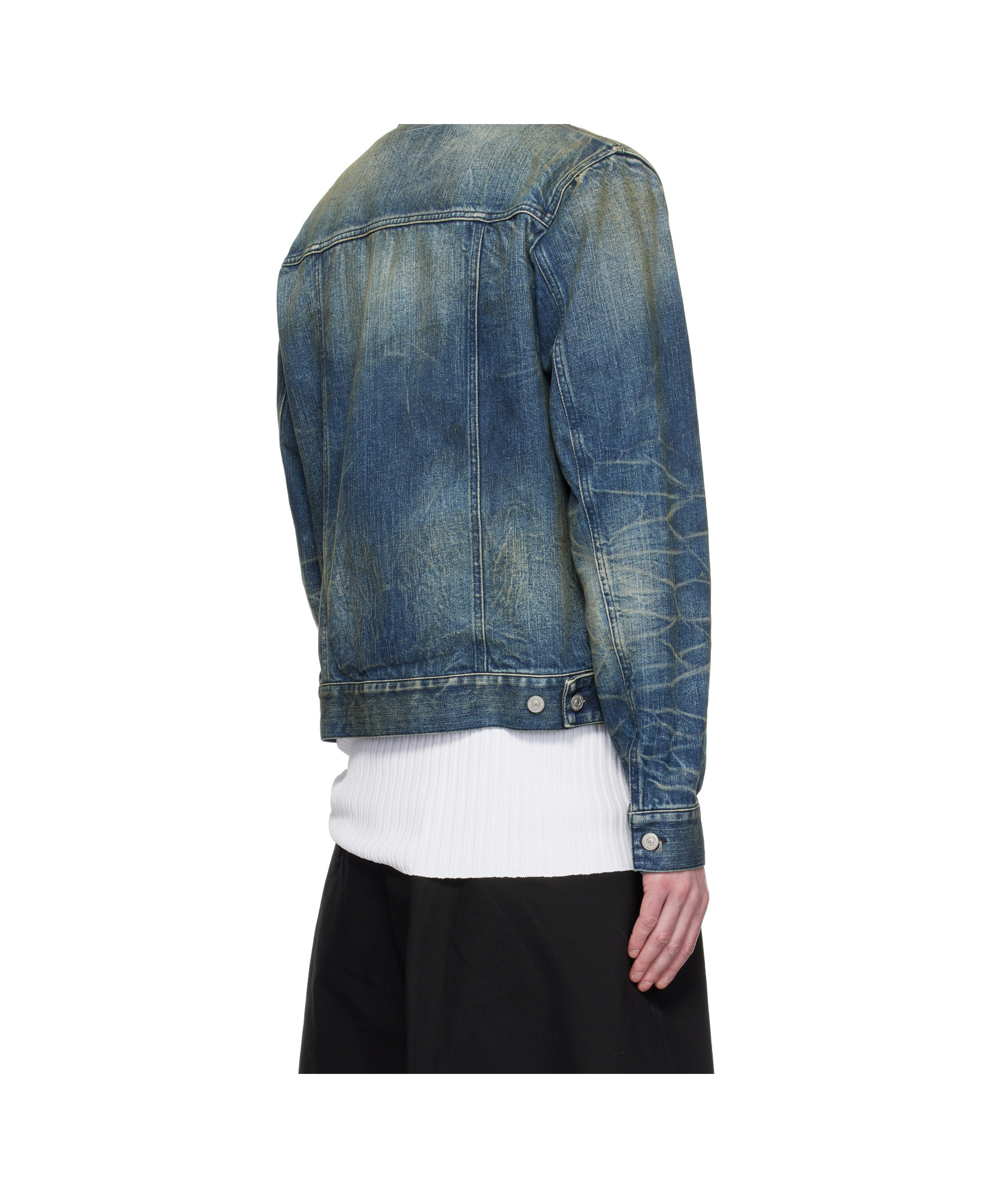 Mm6 Maison Margiela Men's Paint Splashed Denim Jacket In Blue