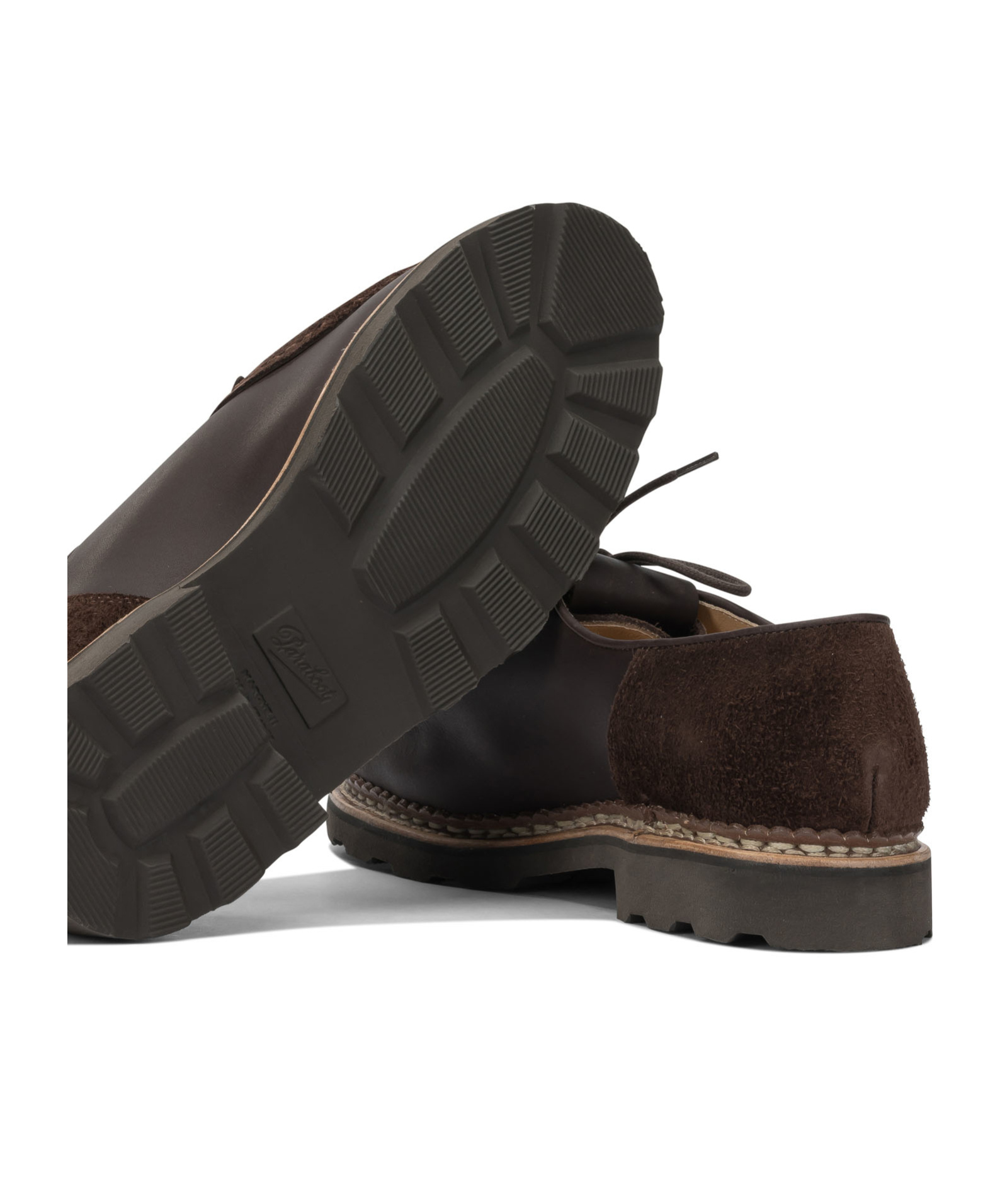 Paraboot Lace-up Shoes With Fringe And Stitch Detail In Brown