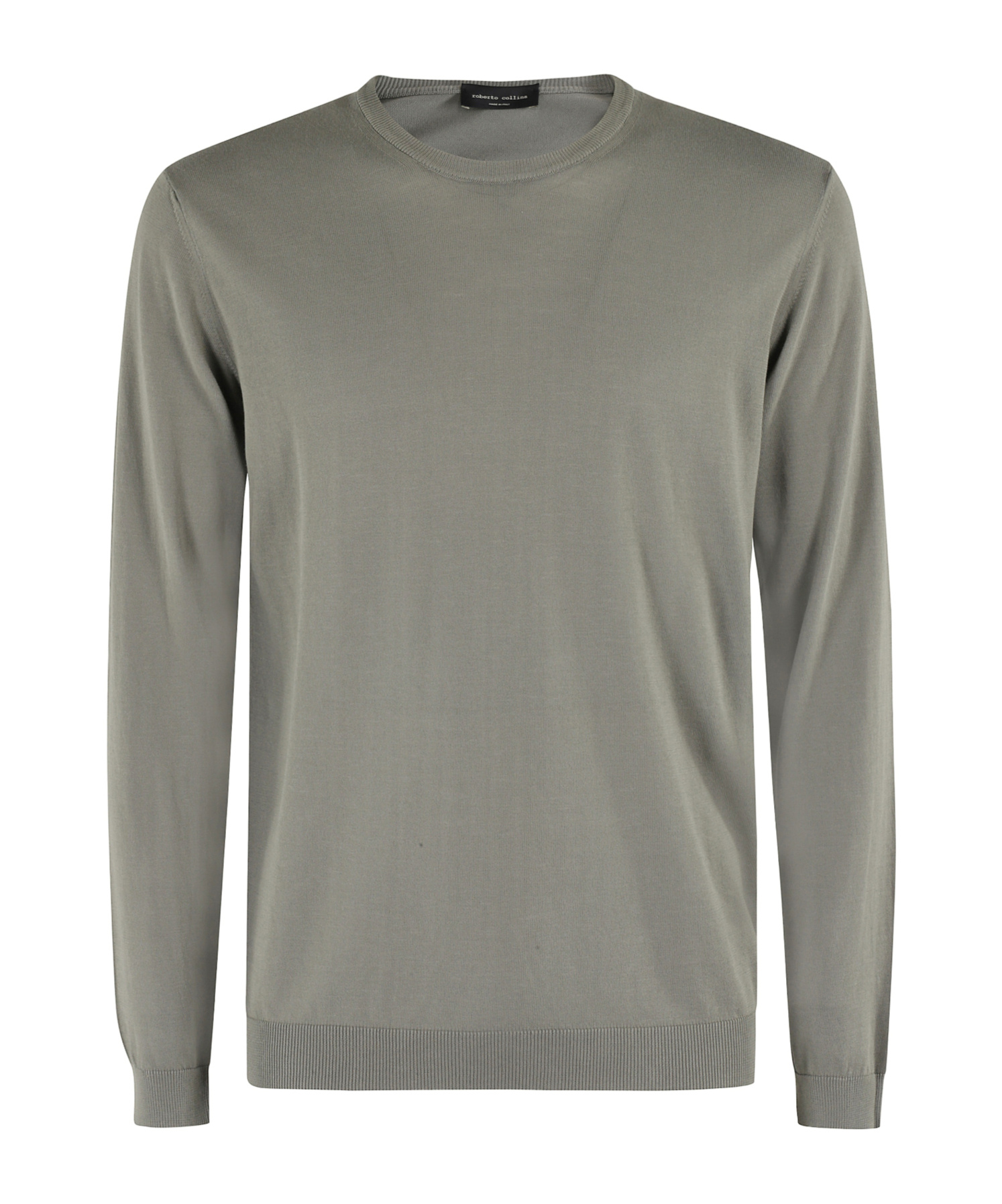 Roberto Collina Crew-neck Military Green Sweater With Ribbed Cuffs
