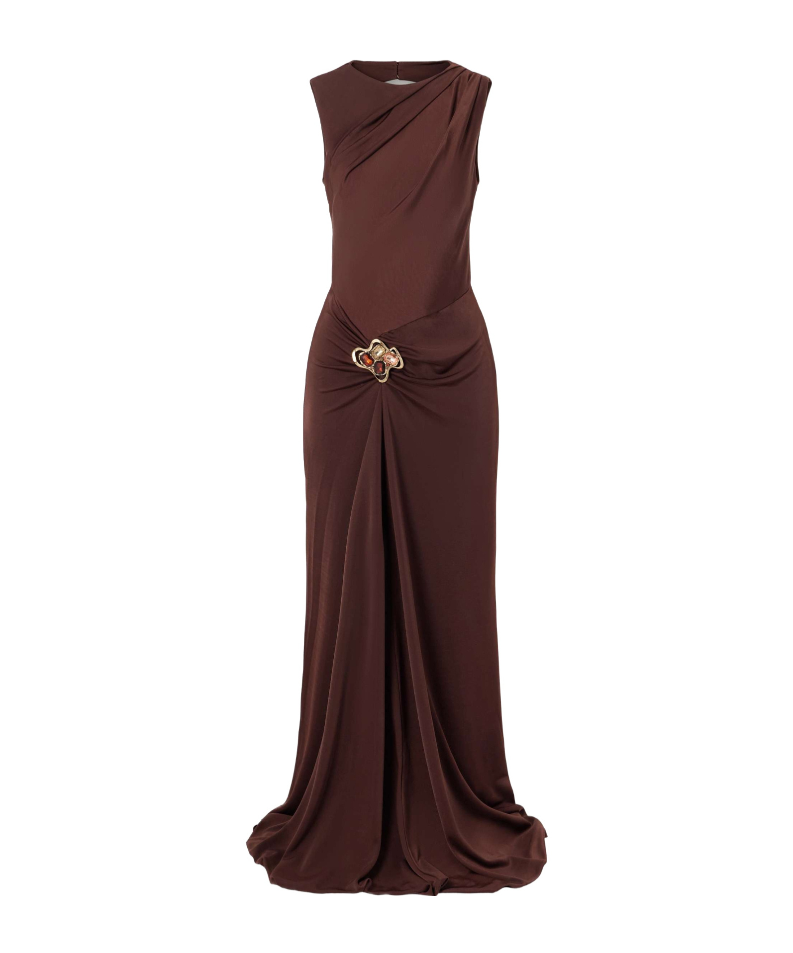 Rebecca Vallance Embellished Jersey Gown In Brown