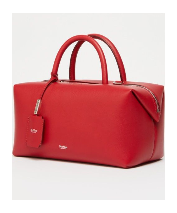 Shop Max Mara Natural Leather Satchel Bag In Red