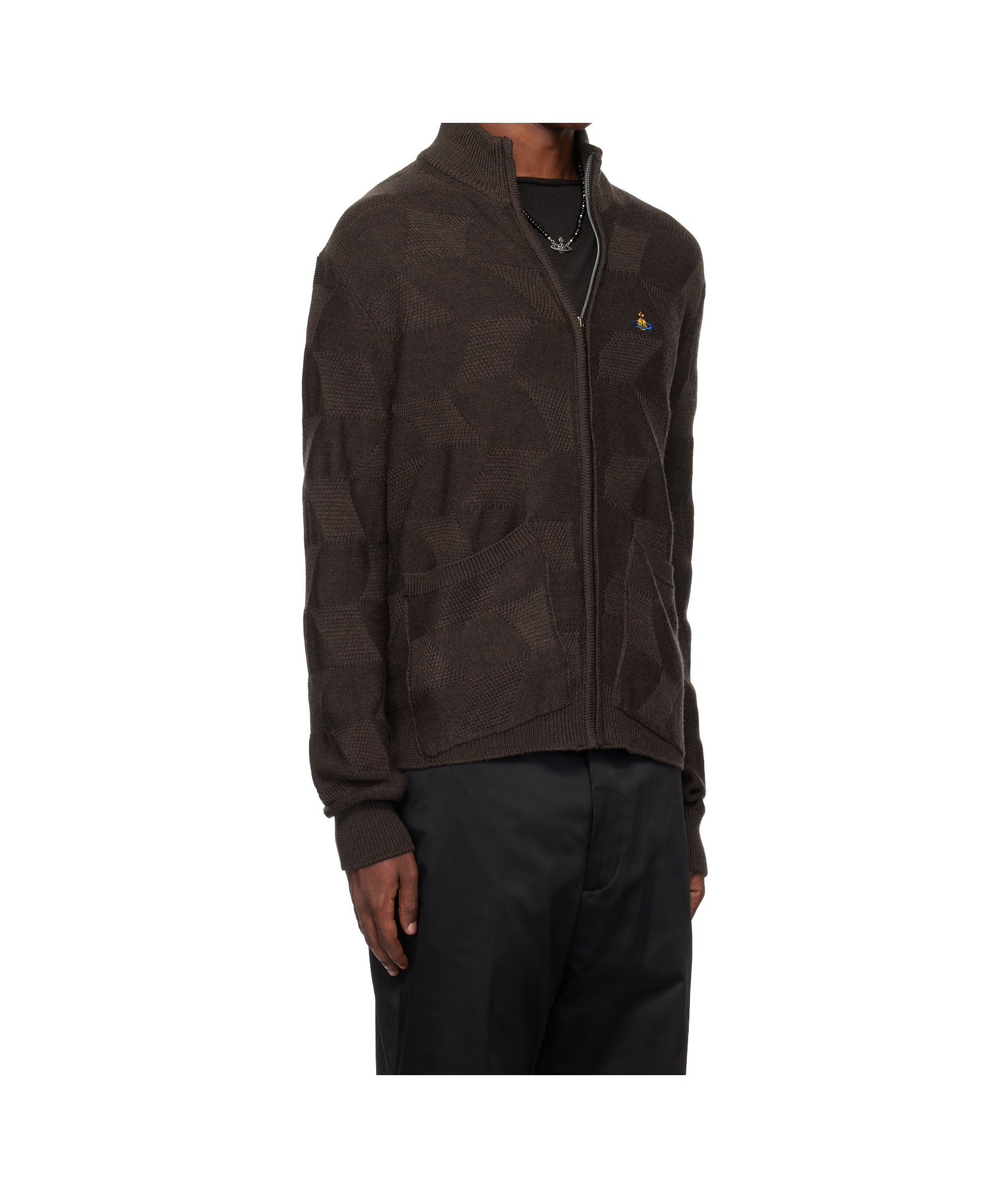 Vivienne Westwood Fisherman Zip-up Sweater In Black