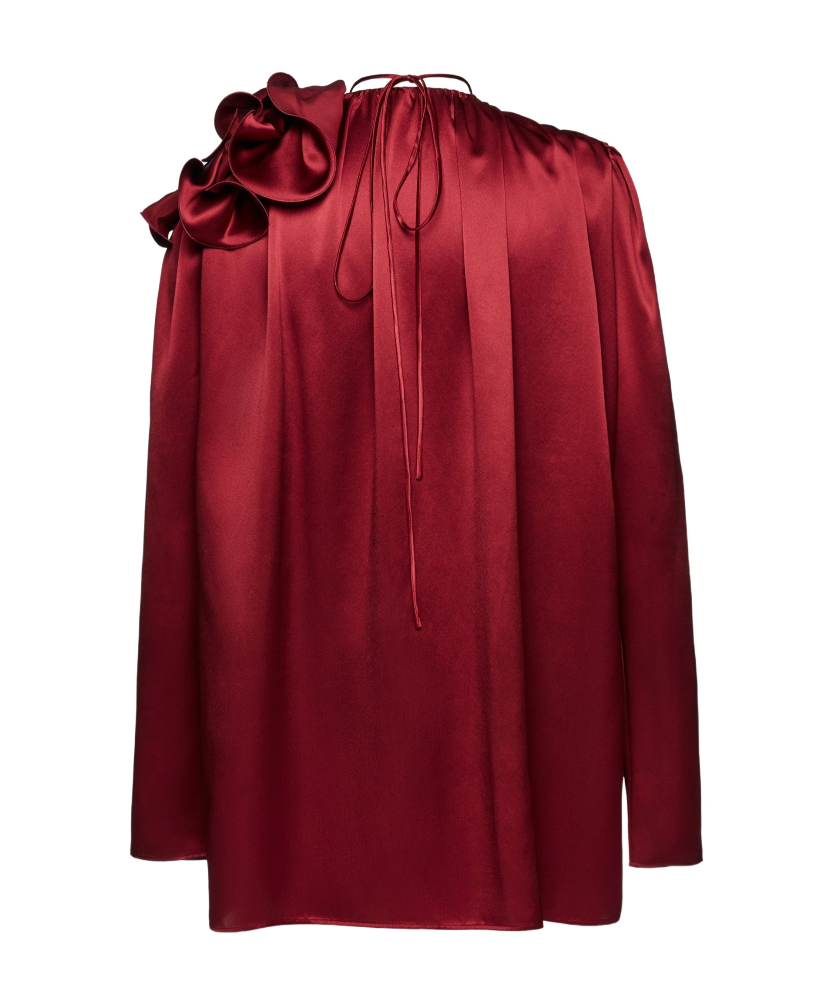 Magda Butrym Satin Blouse W/ Rose Detail In Red