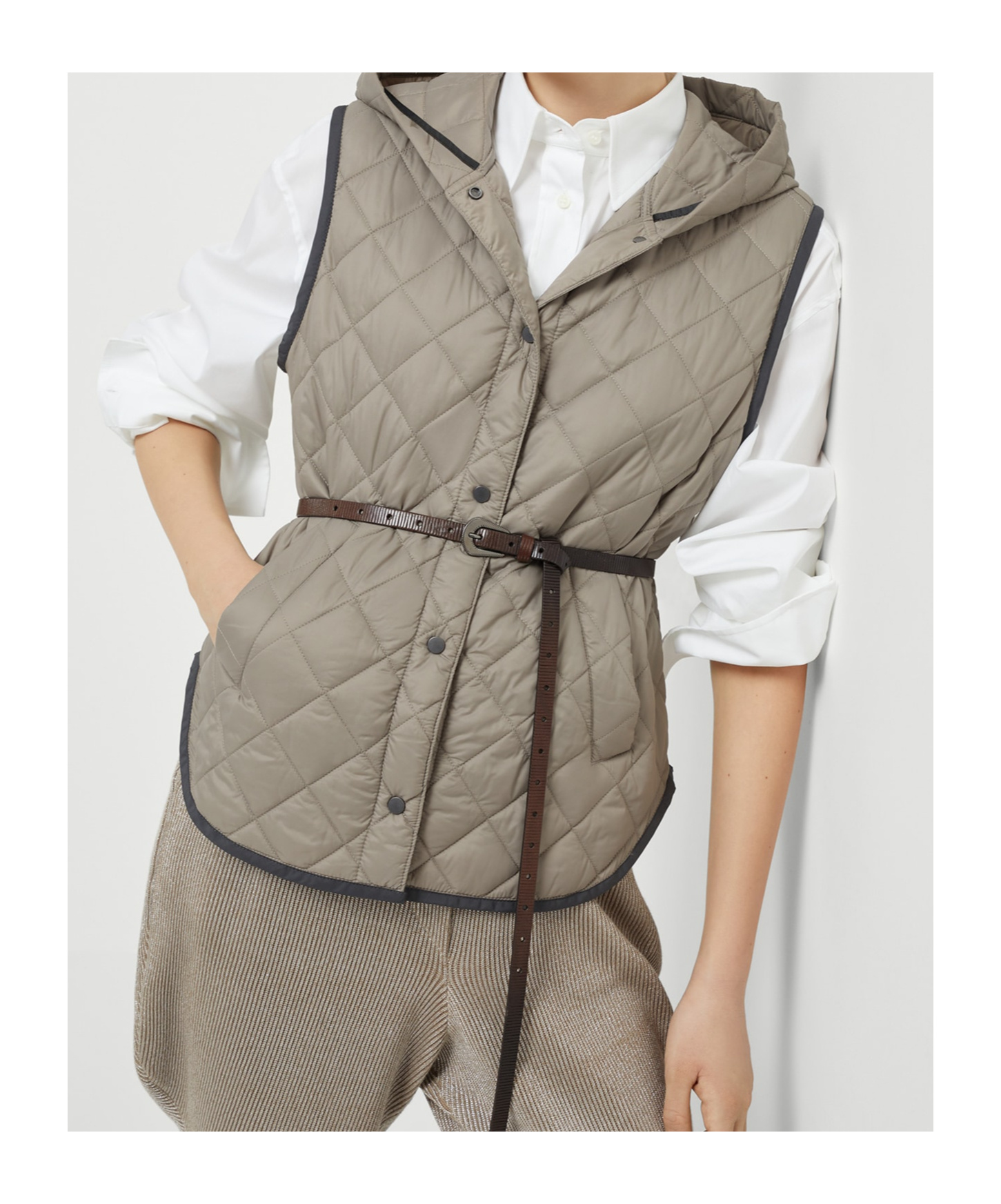 Brunello Cucinelli Quilted Vest In Gray