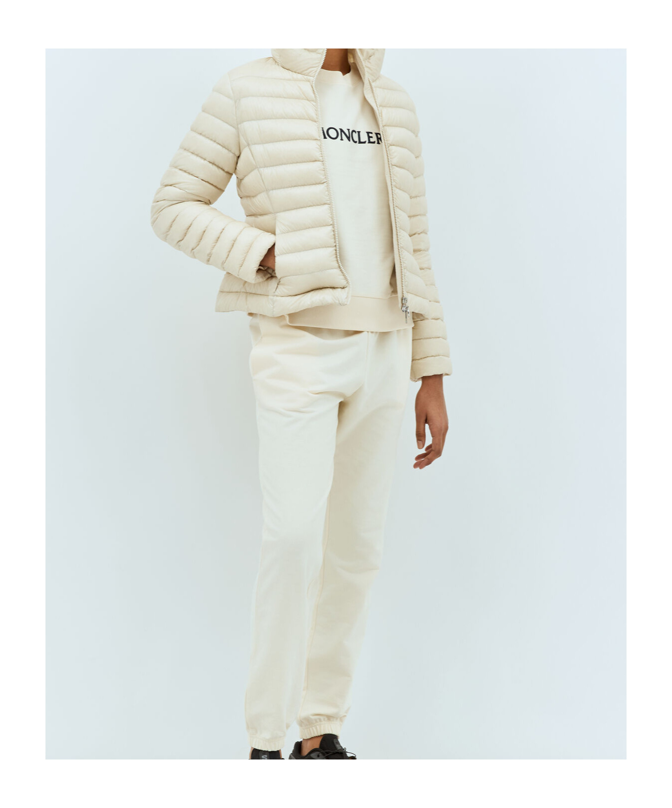Moncler Ivory Ige Short Hooded Down Jacket In White