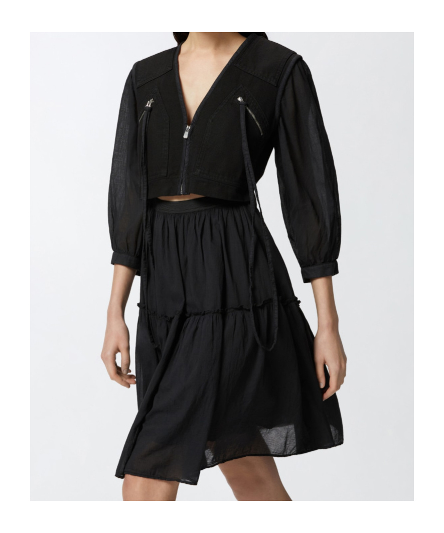 Pinko Two-piece Effect Mini Dress With Soft Skirt In Black