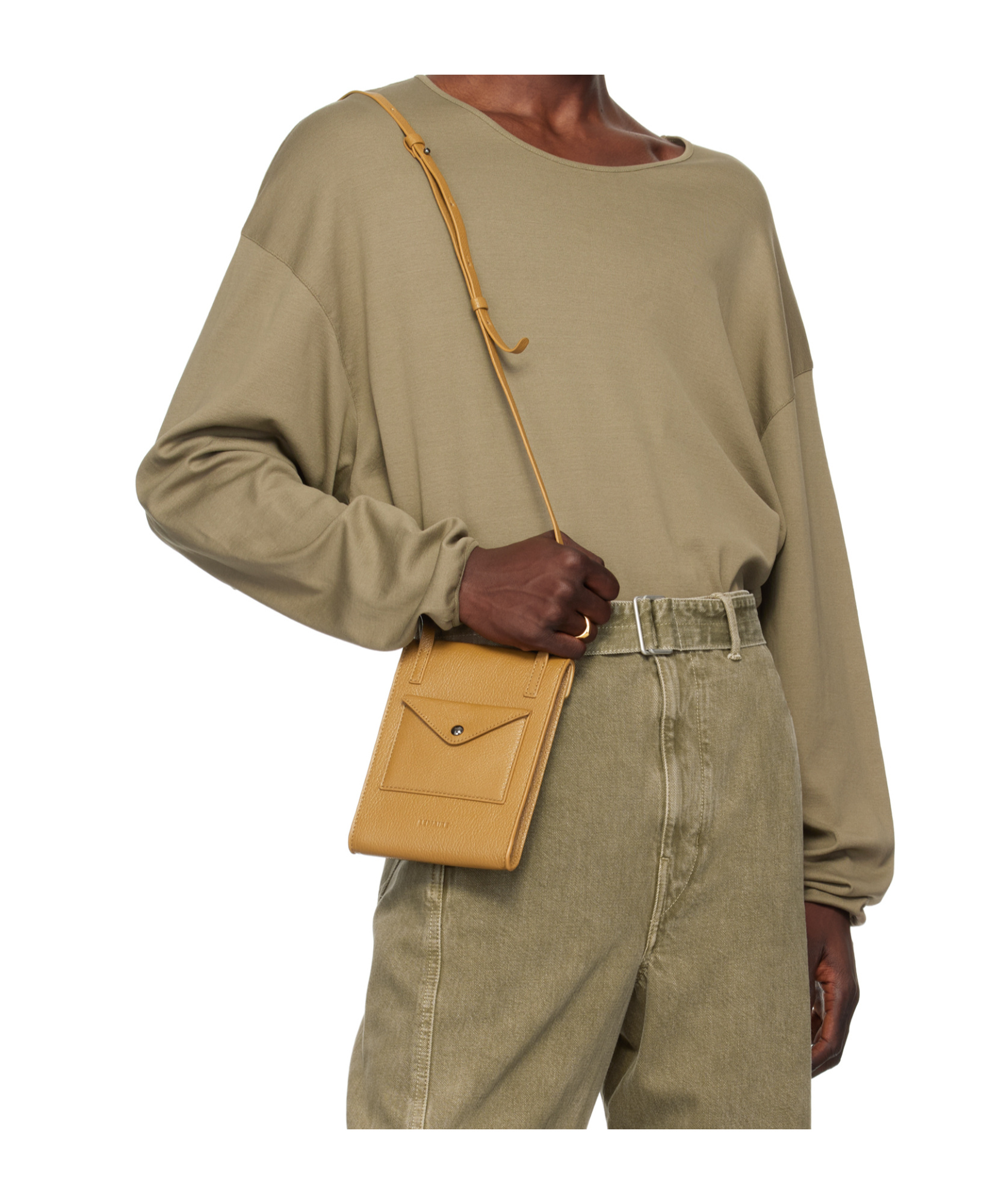 Lemaire Enveloppe Strap Pouch In Brown