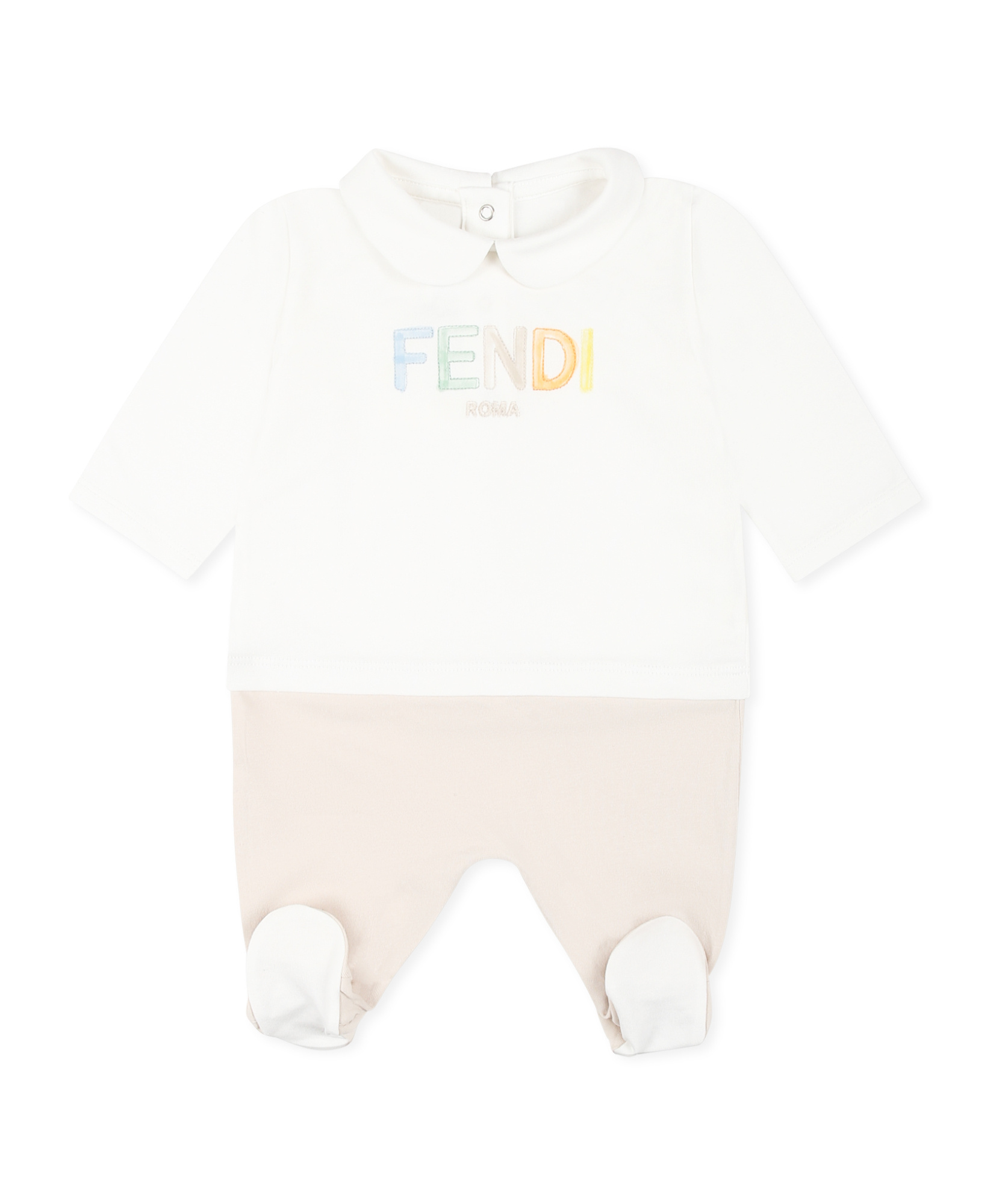 Fendi Babygrow Set With Logo In Neutral