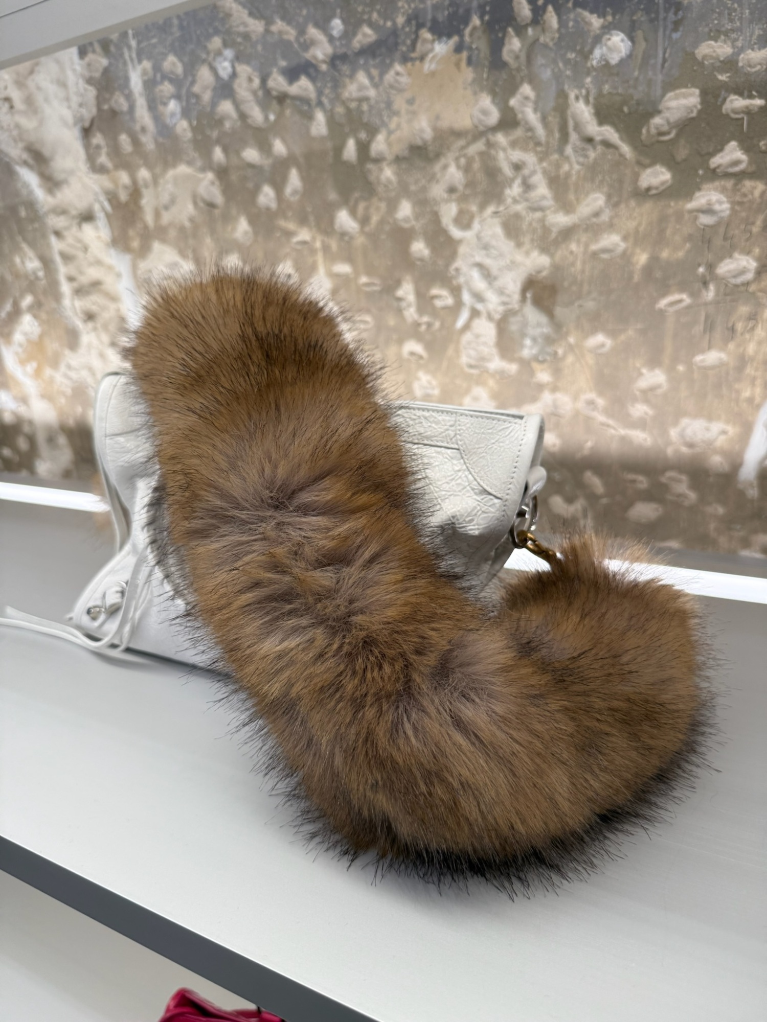 Balenciaga Women's Animal-free Fur Strap In Cream In Multi