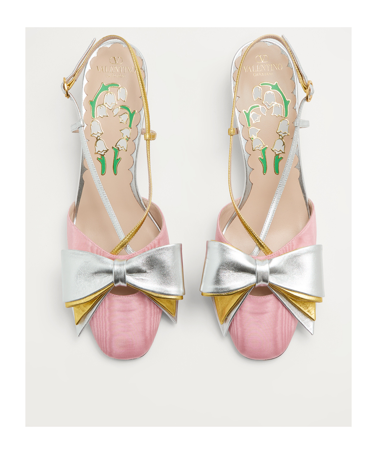 Valentino Scarpe Con Tacco Bowow In Tessuto Rosa Donna In Multicolor