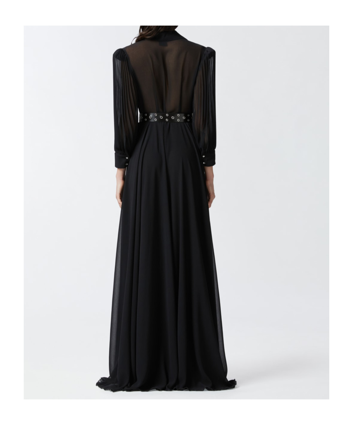 Pinko Robe Chemise Longue Avec Dos Transparent In Black