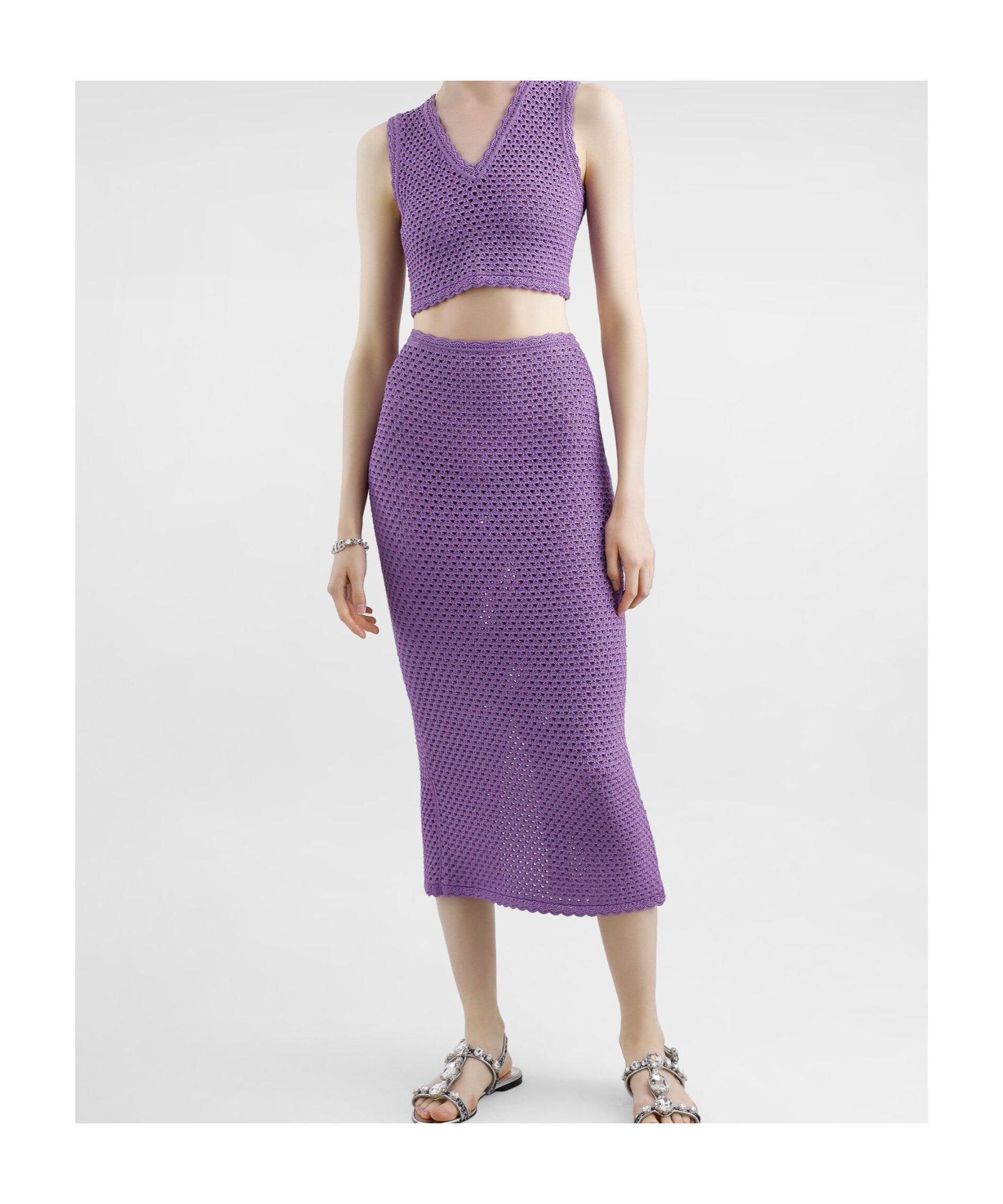Dolce & Gabbana Calf-length Crochet Skirt In Purple
