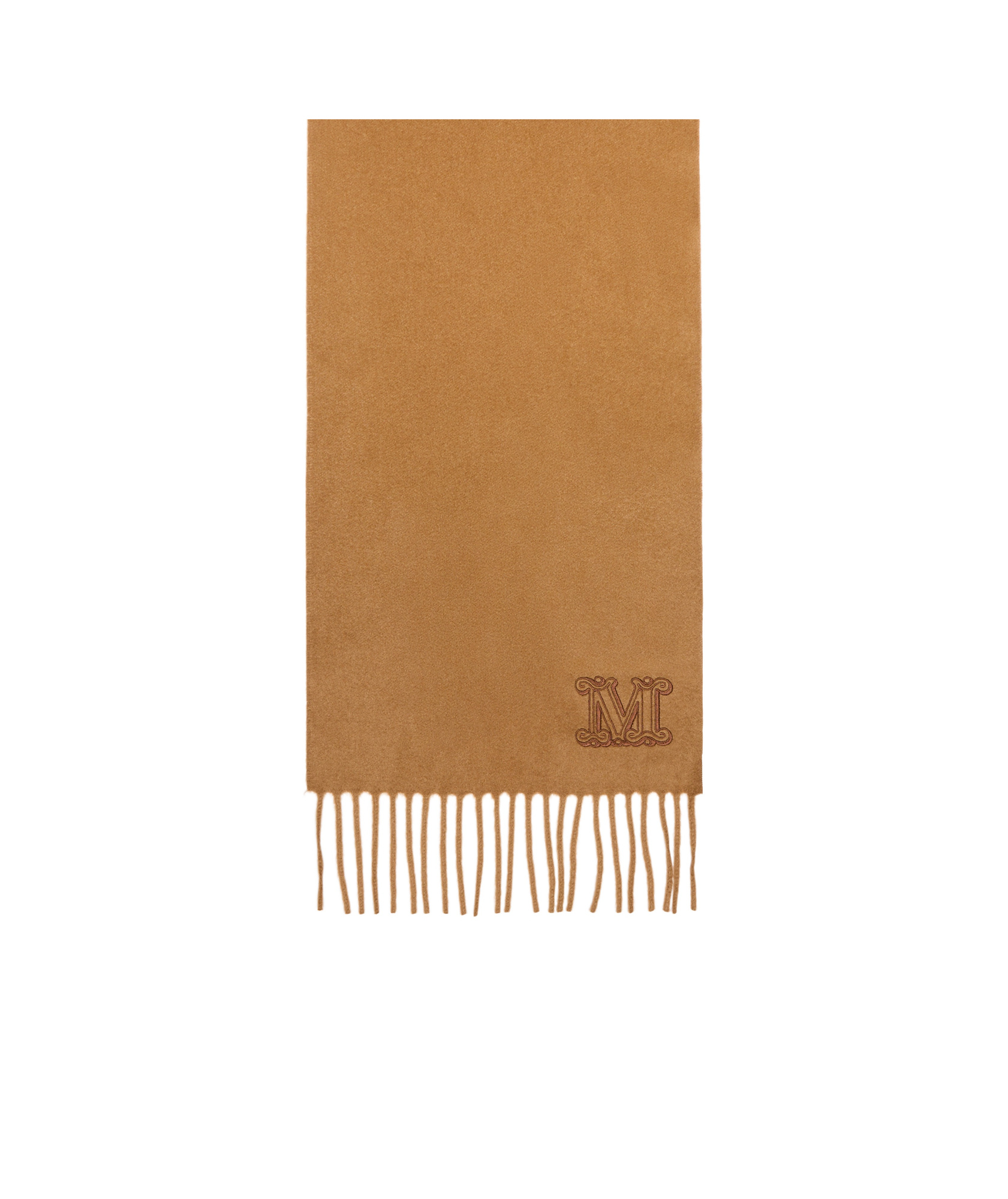 Max Mara Cashmere Stole With Monogram Embroidery In Brown