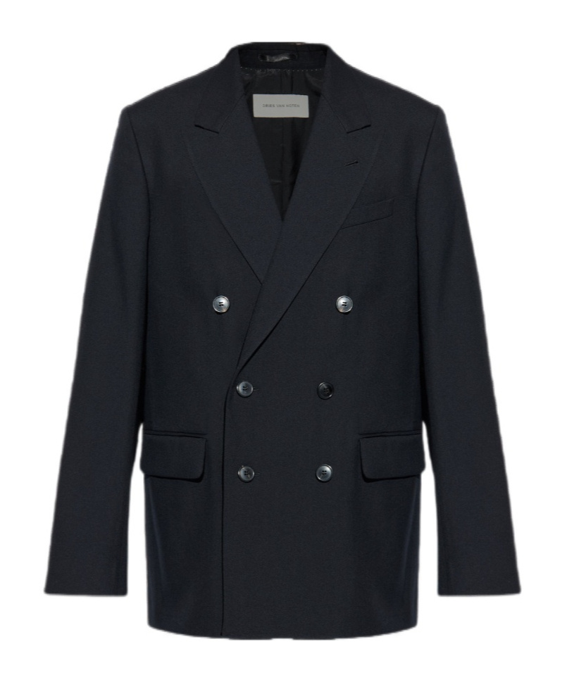 Dries Van Noten Double-breasted Suit Jacket In Blue