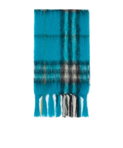 Burberry Checked Mohair Scarf In Blue