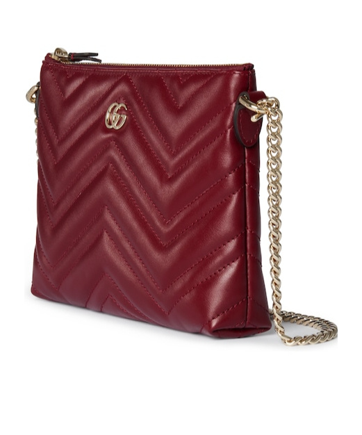 Gucci Gg Marmont Pochette With Chain In Burgundy