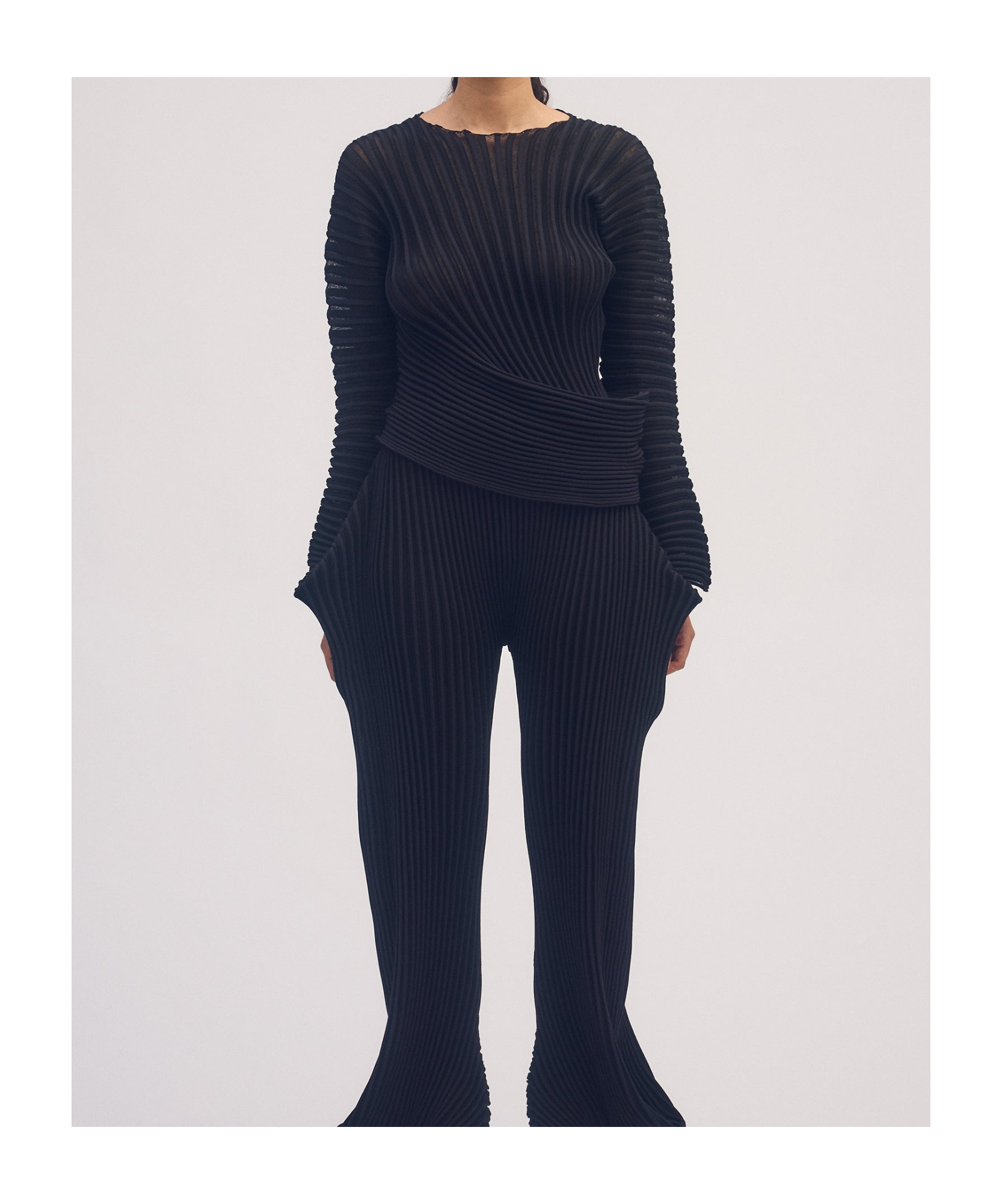 Issey Miyake Stream Top In Black