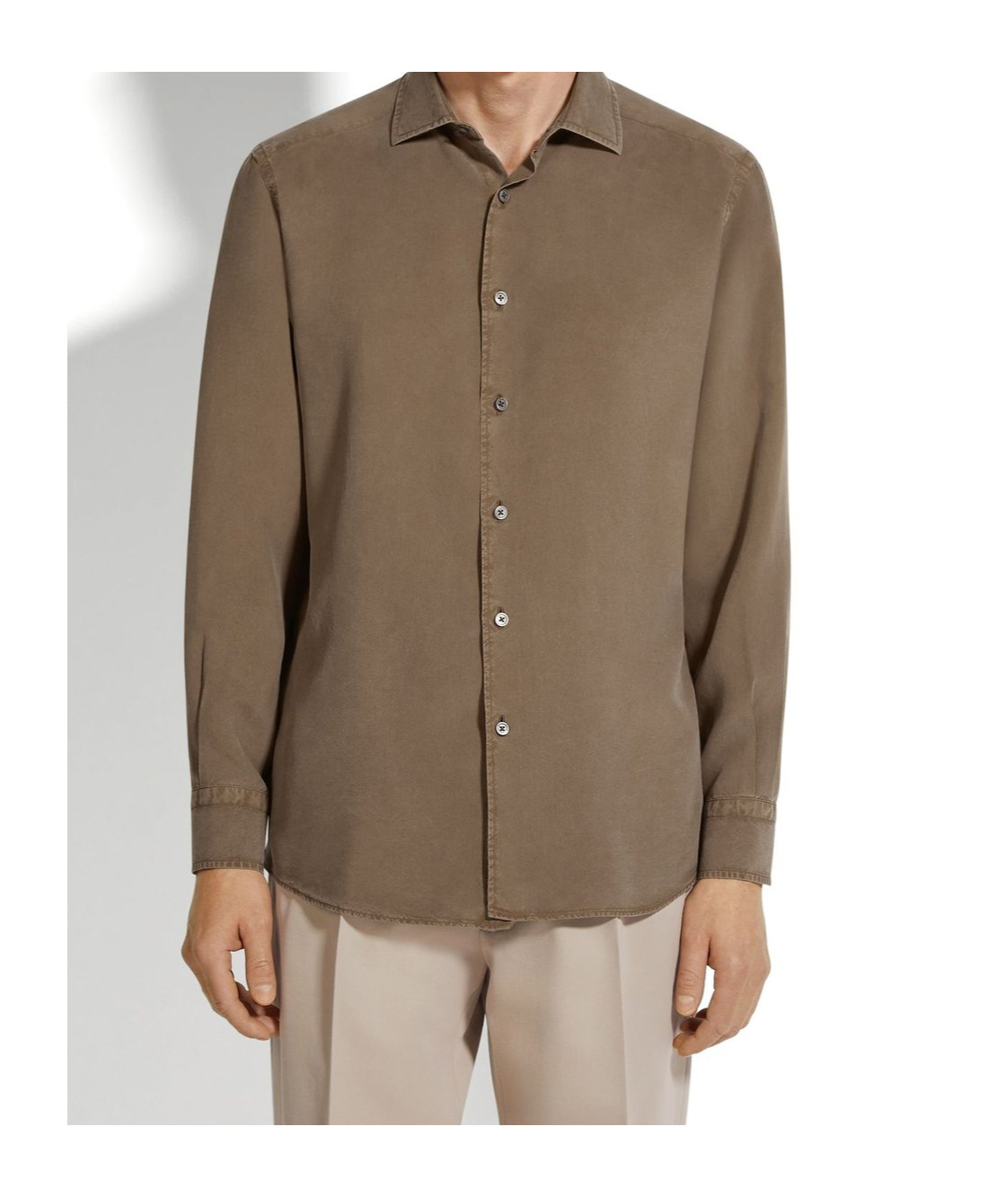 Shop Zegna Buttoned Long-sleeved Shirt In Brown