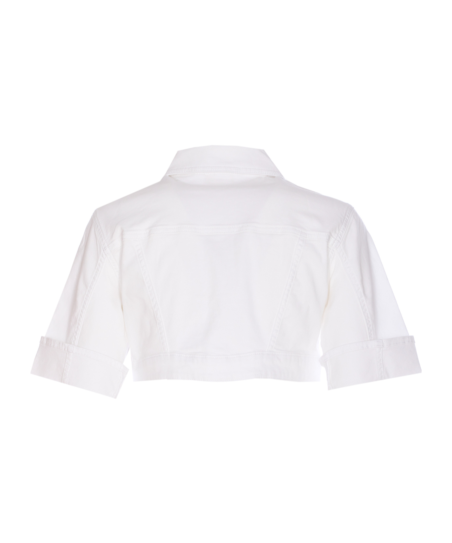 Liu •jo Short Sleeve Cropped Collared Jacket In White