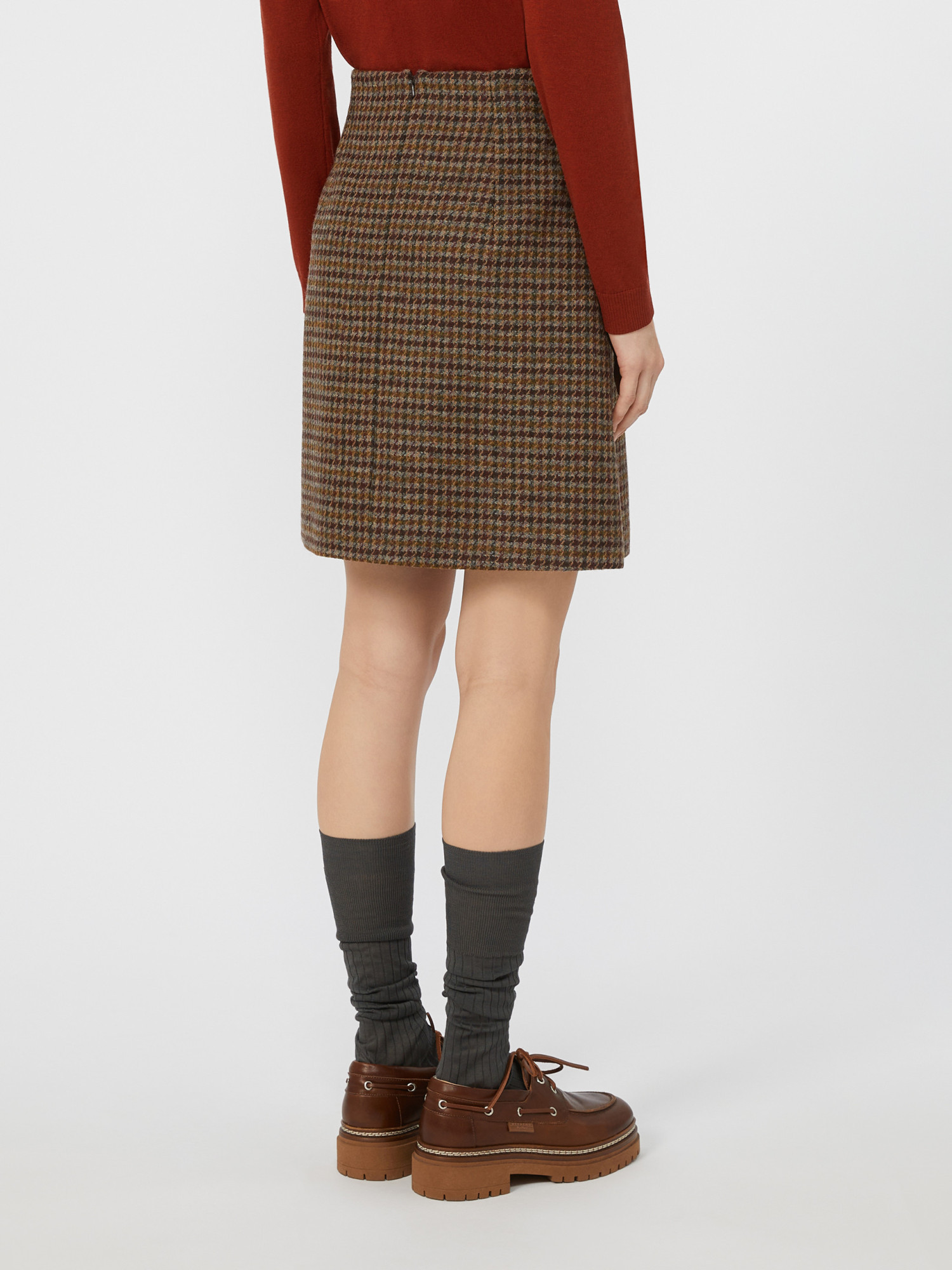 Weekend Max Mara Houndstooth Wool-blend Mini Skirt In Brown