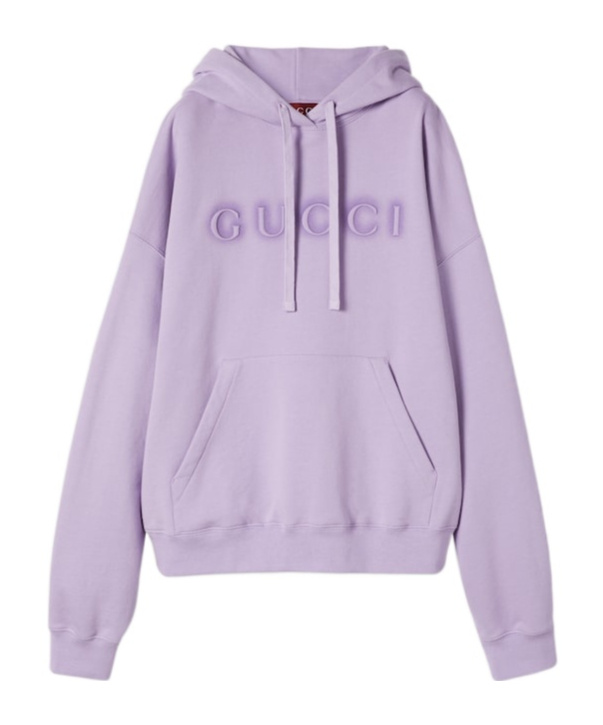 Gucci Cotton Hooded Sweatshirt With Logo In Purple