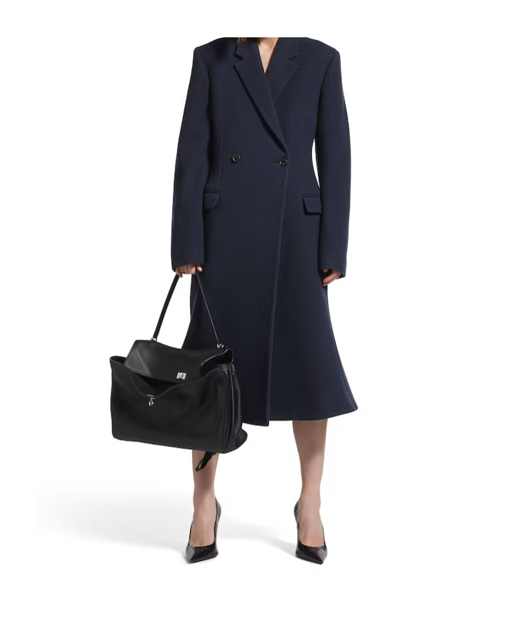 Balenciaga Women's Godet Midi Coat In Corporate Navy In Blue
