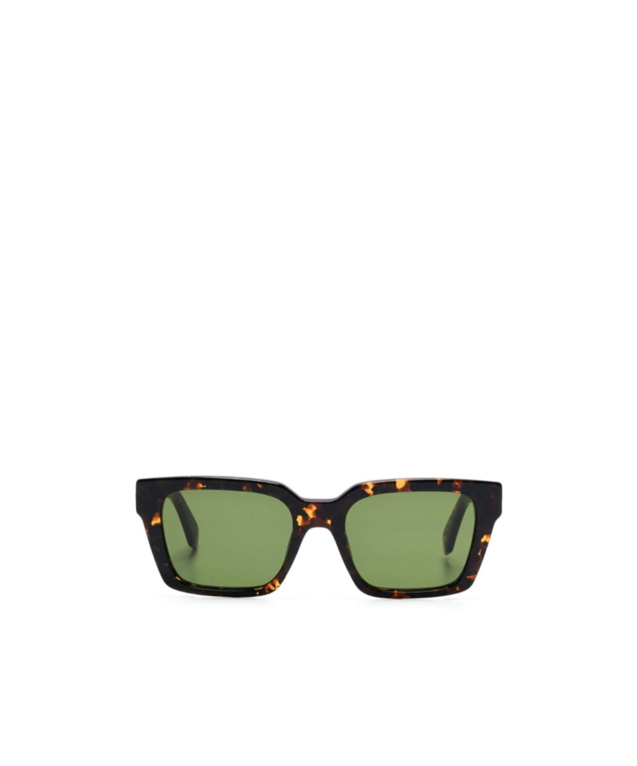 Off-white Sculpted Square Frame Sunglasses With Uv Protection In Green
