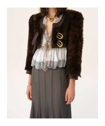 Chloé Cropped Leather-trimmed Shearling Jacket In Brown