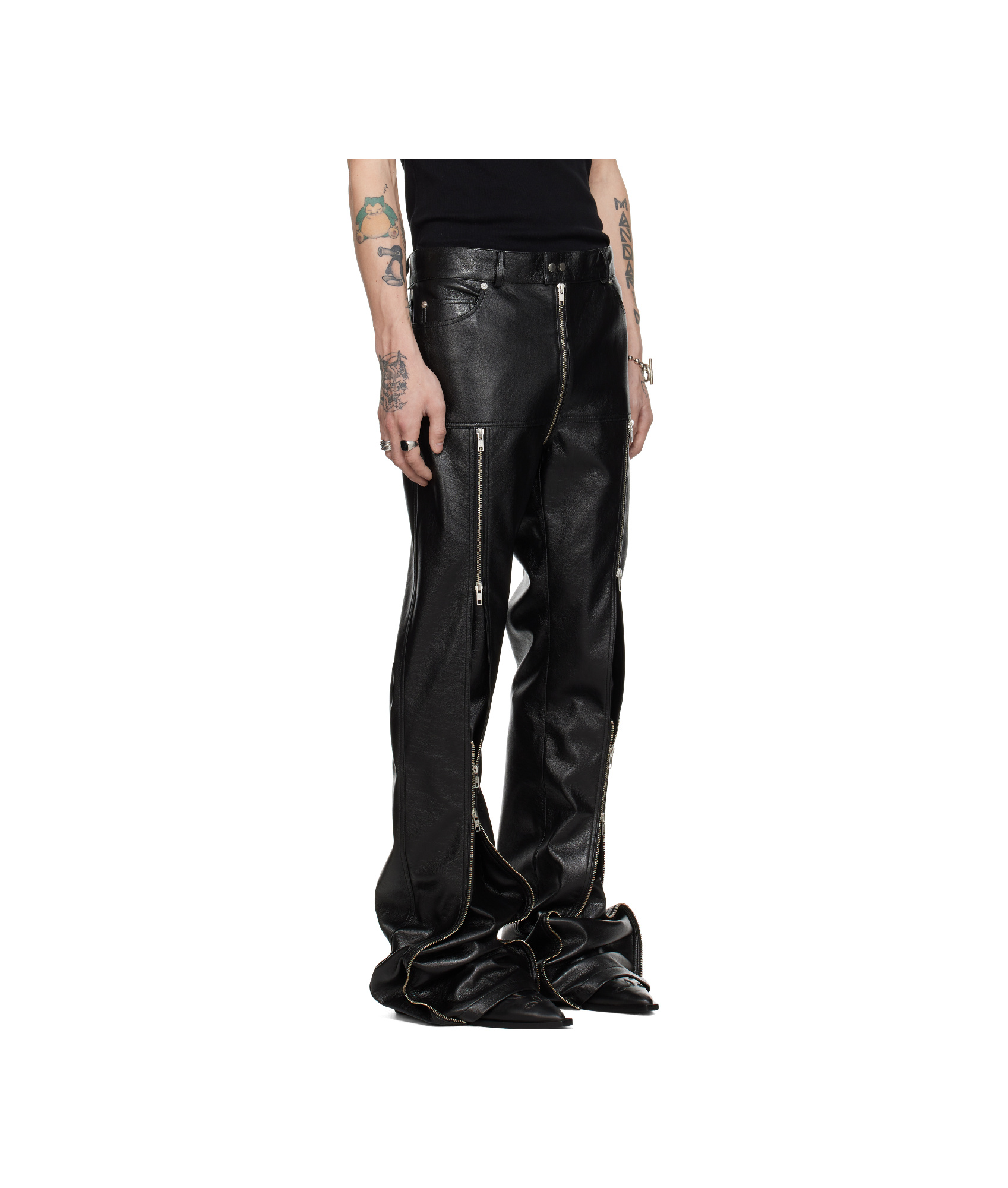 Lu'u Dan Belt And Loop Leather Pants In Black