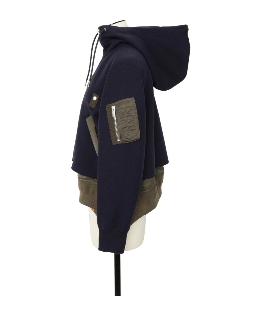 Sacai Sponge Sweat X Nylon Twill Hoodie In Black