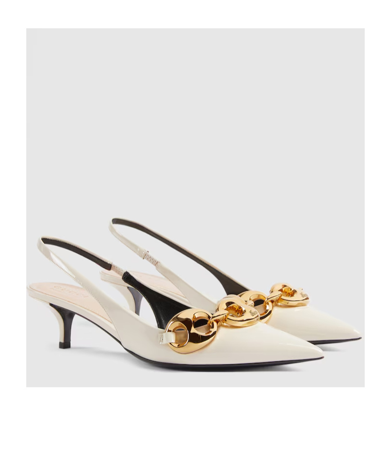 Gucci Marina Patent Leather Pumps In Nude