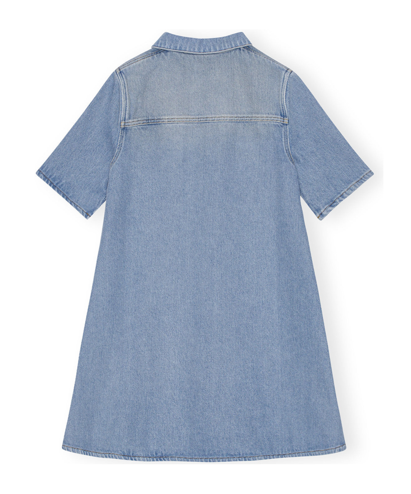 Ganni Cutline Organic Cotton Denim Minidress In Mid Blue Vintage