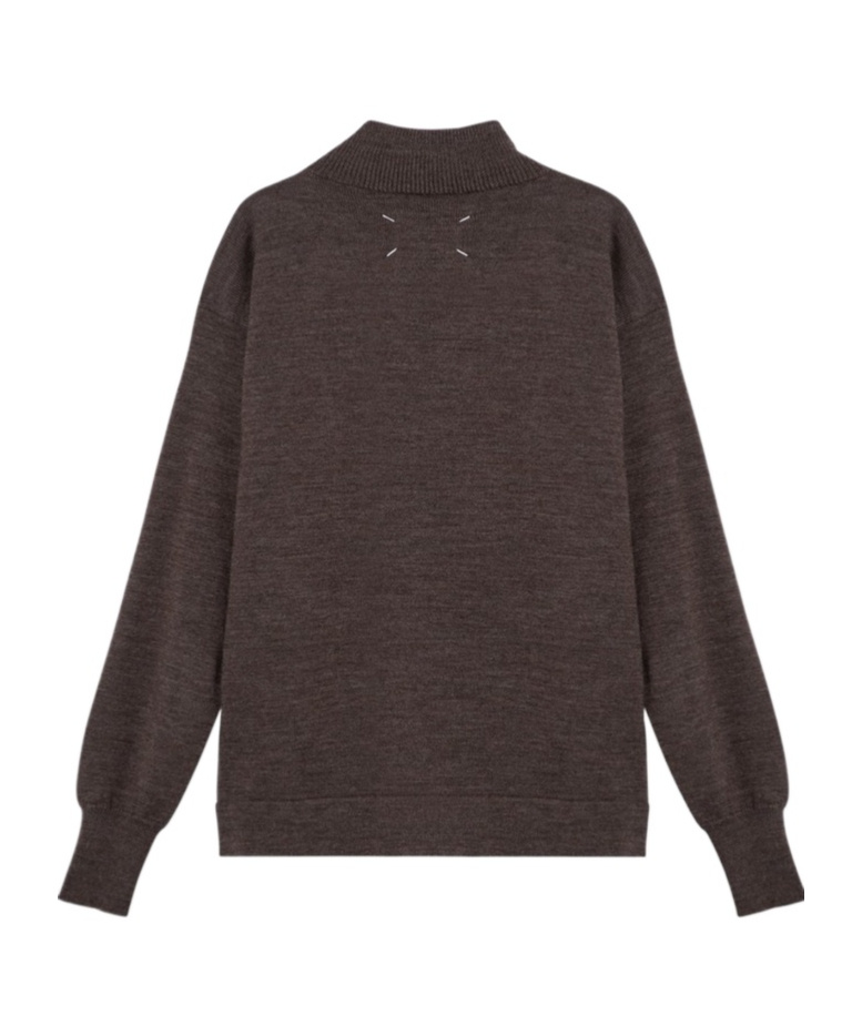 Maison Margiela Four Stitches Wool Turtleneck Sweater In Black