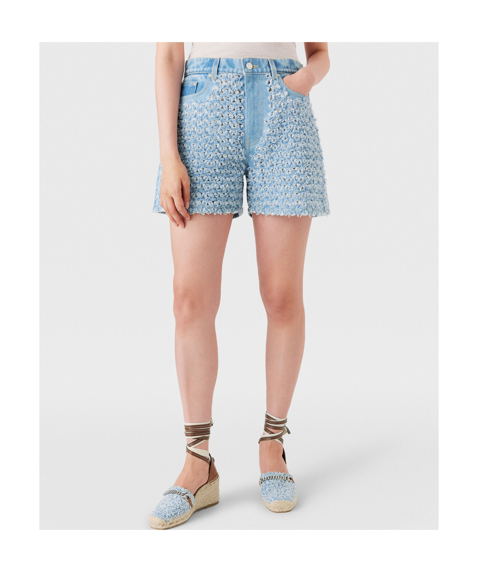 Stella Mccartney Belt-loop Denim Shorts In Blue