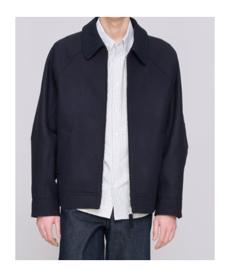 Apc Rich Blue Wool Blend Structured Blouson Jacket In Blue