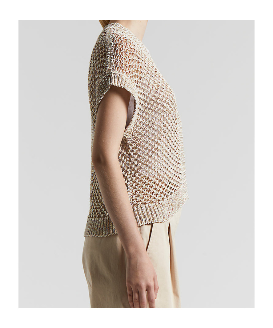 Shop Peserico Open-knit Cardigan In Nude