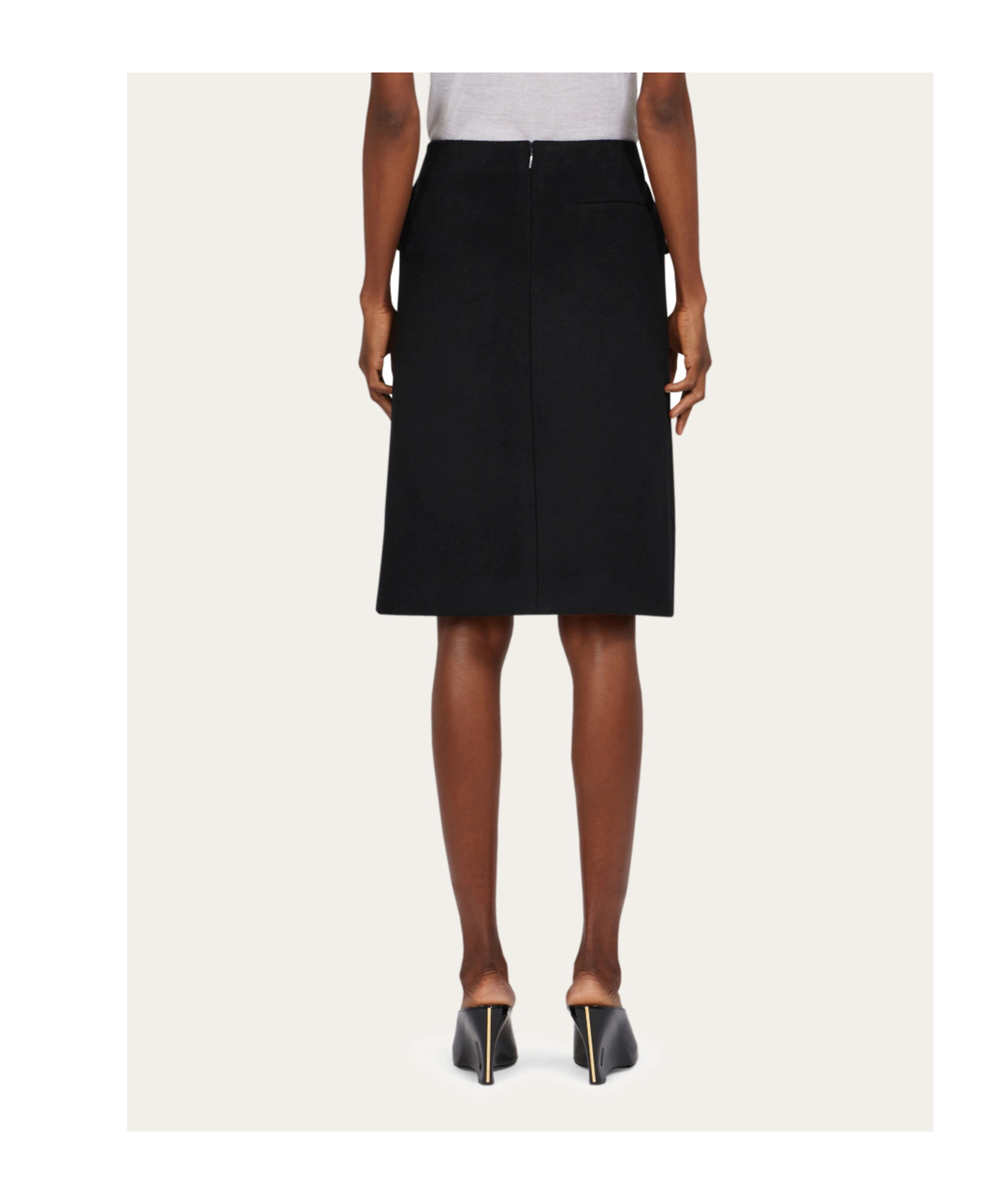 Ferragamo Viscose And Wool Skirt With Double Slit In Black