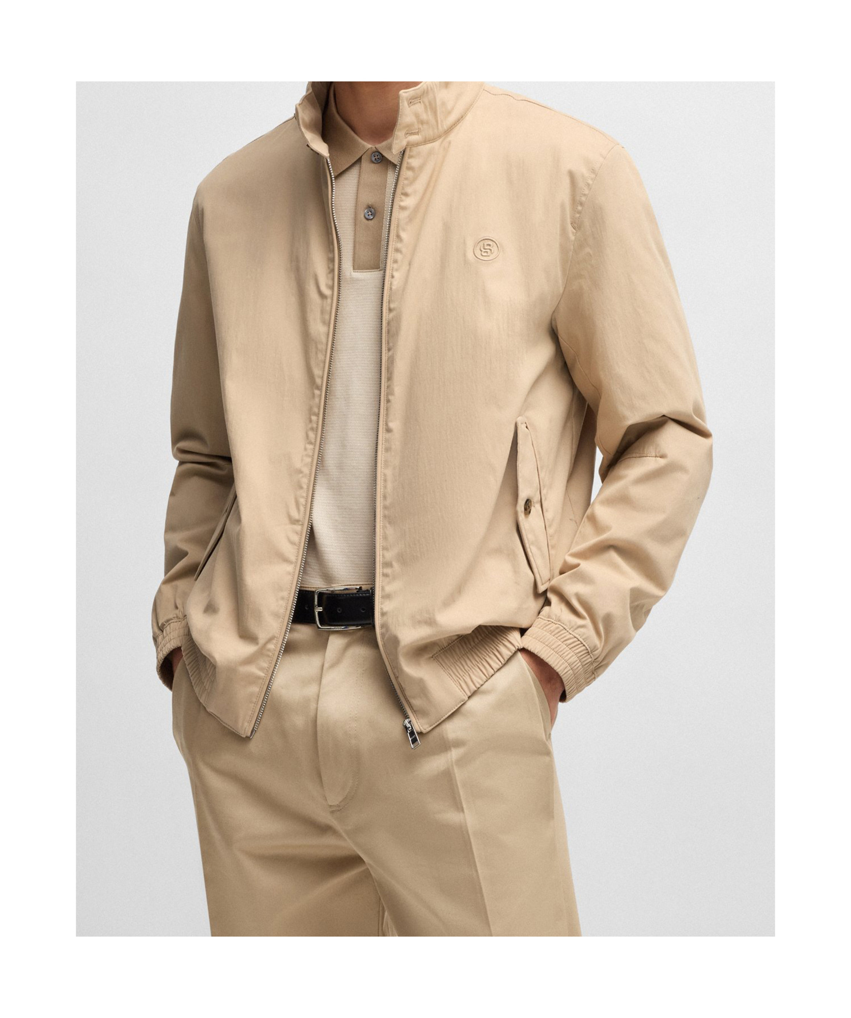 Hugo Boss Logo-embroidered Raincoat In Nude