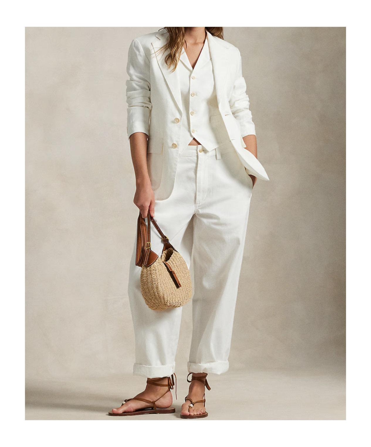 Polo Ralph Lauren Single-breasted Linen Blazer In White
