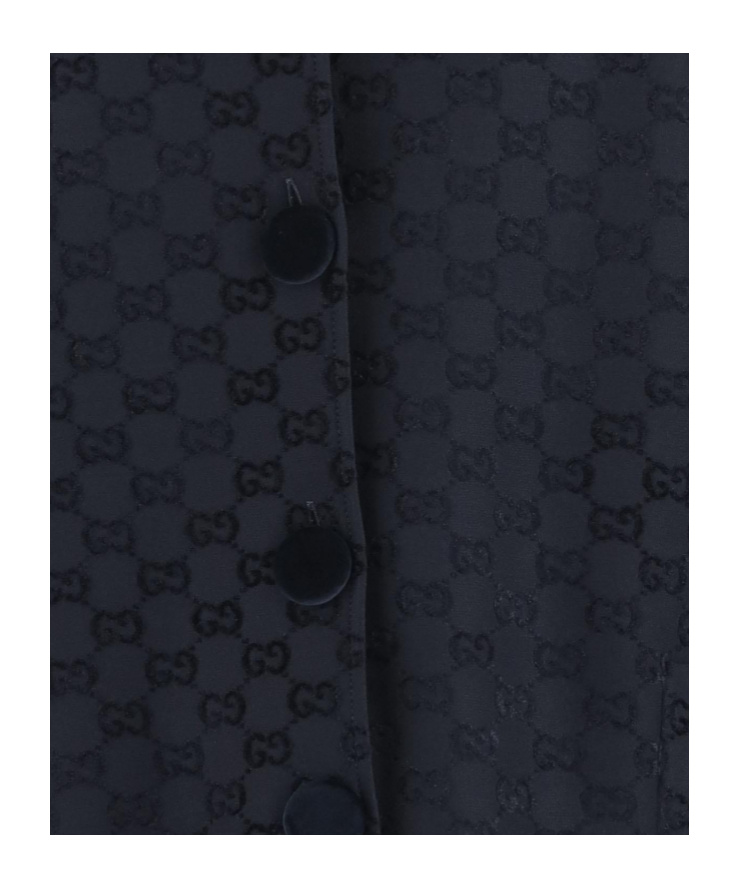 Gucci Gg-pattern Peter Pan-collar Jacket In Blue
