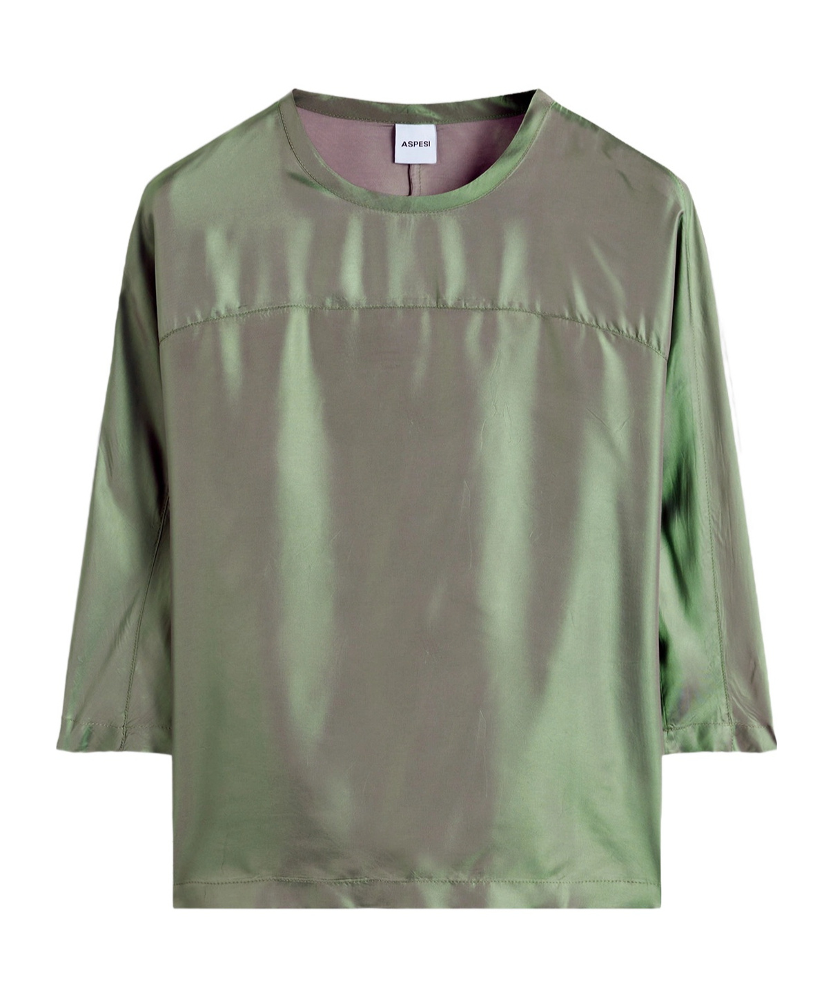 Aspesi Green Viscose Twill Blouse In Gray